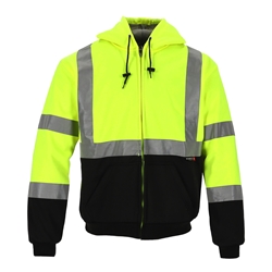 #643 Hi-Vis Lime Hooded Fleece Jacket 