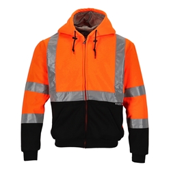 #644 Hi-Vis Orange Hooded Fleece Jacket 